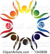 Teamwork Unity Circle of Colorful People Cheering or Dancing 20