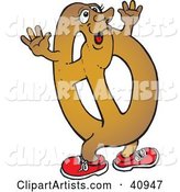 Tempting Soft Pretzel Character Waving His Arms