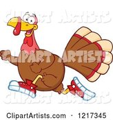 Thanksgiving Turkey Bird Running in Sneakers