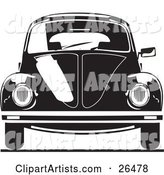 The Front of a Volkswagen Bug Car in Black and White