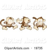 The Three Wise Monkeys, Mizaru, Kikazaru, and Iwazaru, Covering Their Ears, Eyes and Mouth, Hear No Evil, See No Evil, Speak No Evil