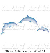Three Blue Dolphins Jumping