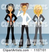 Three Diverse Business Women over Blue