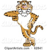 Tiger Character School Mascot Leaning