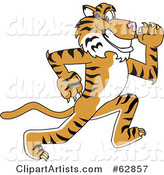 Tiger Character School Mascot Running