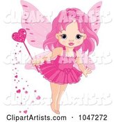 Tiny Pink Love Fairy with a Magic Wand