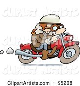 Toon Guy Biker Riding His Motorcycle