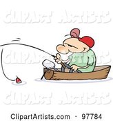 Toon Guy Fishing in a Boat