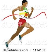 Track Man Running Through a Ribbon