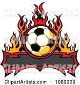 Tribal Banner with a Soccer Ball and Flames