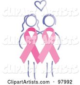 Two Breast Cancer Survivors with Awareness Ribbon Bodies