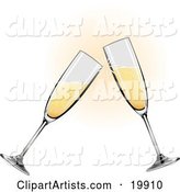Two Glass Champagne Glasses Toasting on