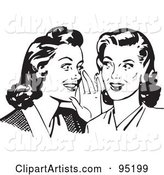 Two Gossiping Retro Women in Black and White