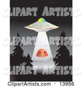UFO Hovering over a Campground and Abducting an Orange Tent