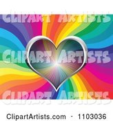 Valentines Day Background of a Transparent Heart over Rainbow Waves