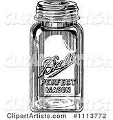 Vintage Black and White Canning Mason Jar