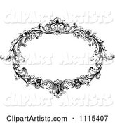 Vintage Black and White Ornate Oval Frame