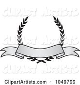 Vintage Grayscale Award Crest and Blank Banner - 1