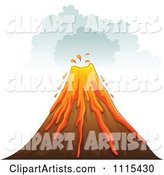 Volcano Spewing Ash and Lava