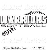 Warrior Softball Text over Stitches