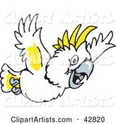 White and Yellow Cockatoo Bird Flying