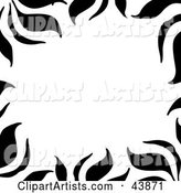 White Background Bordered in Black Leaf or Zebra Patterns