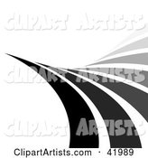 White Background with a Curving Wave of Black and Gray Lines