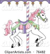 White Carousel Horse with Pink Hair