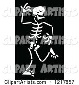 White Dancing Skeleton on Black