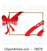 White Gift Card with a Red Ribbon and Bow