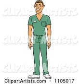White Male Doctor Surgeon or Nurse in Green Scrubs
