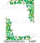 White Vertical Background Bordered in Green Ivy Corners