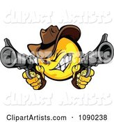 Wild West Cowboy Emoticon Bandit Shooting Pistols