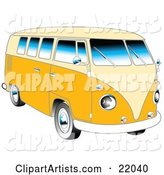 Yellow 1962 VW Bus with Chrome Detail and a Pale Yellow Roof and Accents