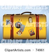 Yellow Retro Suitcase with Travel Stickers