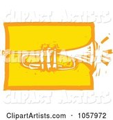Yellow Woodcut Styled Trumpet