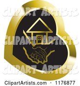 Young Hand Holding a Senior Hand over Black in a Gold Heart